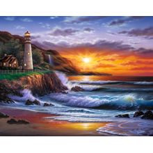Sunset Lighthouse Wallpaper Mural
