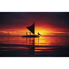 Sailing Outrigger, French Polynesia Wallpaper Mural