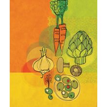 Retro Veggies - Yellow Wall Mural