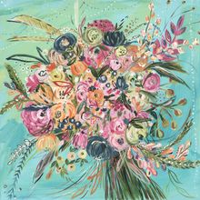 Blue Bouquet Flowers Wall Mural