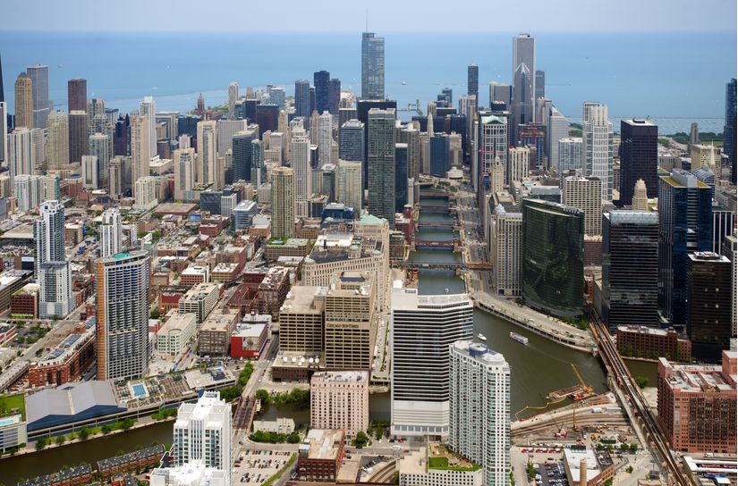 Chicago-River-Aerial-View-Wallpaper-Mural