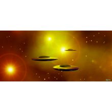 Three Golden Saucers Wall Mural