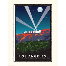 Hollywood Sign At Night Wall Mural