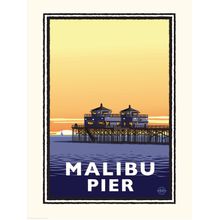 Malibu Pier At Sunset Wall Mural