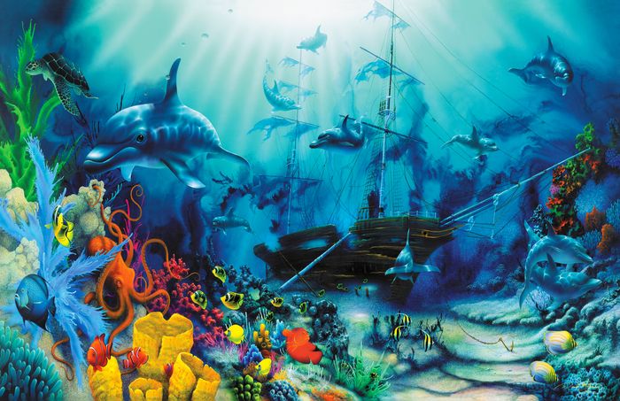 Ocean wall miller  オーシャンアート Ocean Treasures 2 Mural - David Miller - Murals Your Way
