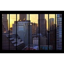 Sunset on Steel Collage Wall Mural