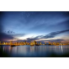 Blue and Gold Sunset Reflections Wall Mural