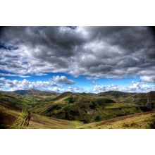 Patchwork Green Mountains with Clouds Wall Mural