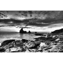 Black and White Tide Pools and Rocks Wall Mural