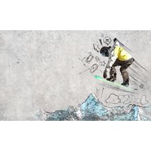 Hand Drawn Sketch Of Snowboarder Wall Mural
