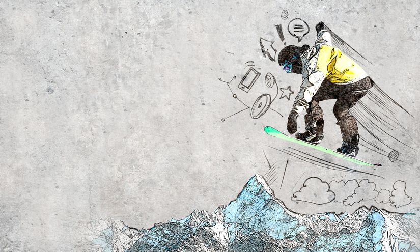 Hand-Drawn-Sketch-Of-Snowboarder-Wall-Mural