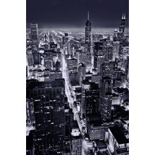 City Of Chicago At Night Wall Mural