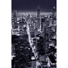 City Of Chicago At Night  Wallpaper Mural