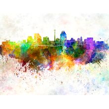 San Antonio Watercolor Skyline Wall Mural