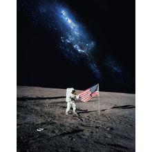 Walk The Moon With American Flag Mural Wallpaper
