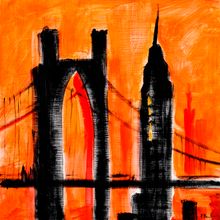 City Scape - Orange Wall Mural