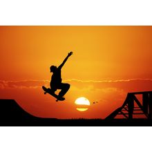 Skateboard Sunset Wall Mural