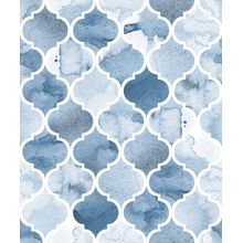 Moroccan Watercolor with Muted Blues Wallpaper
