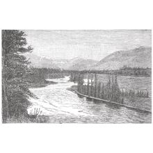 The Bow River near Padmore, Vintage Engraved Illustration Wall Mural