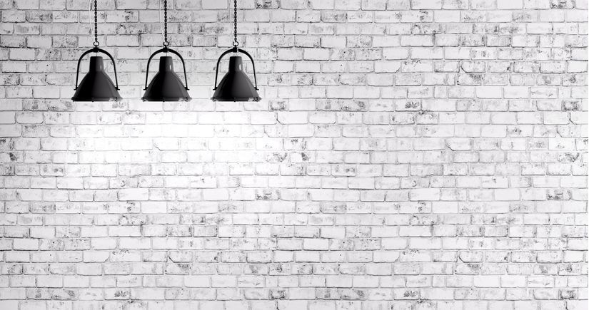 White-Brick-Wall-with-Lamps-Wallpaper-Mural
