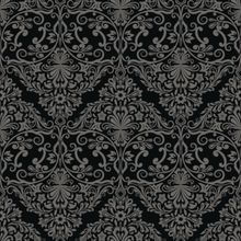 Monochrome Black And Grey Damask Wallpaper