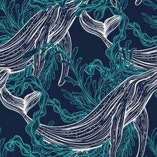 Kelp Whale Pattern Wallpaper