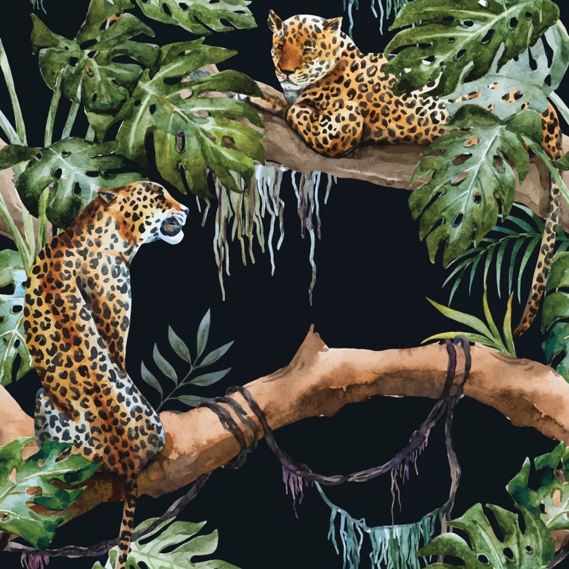 Shades Animal Print Wallpaper Leopard Jaguar Spots Black White
