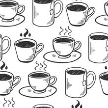Hand Drawn Tea And Coffee Cups Wallpaper