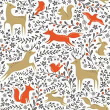 Floral Woodland Animals Wallpaper - Winter