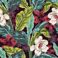 Exotic Leaves And Blooms Pattern Wallpaper