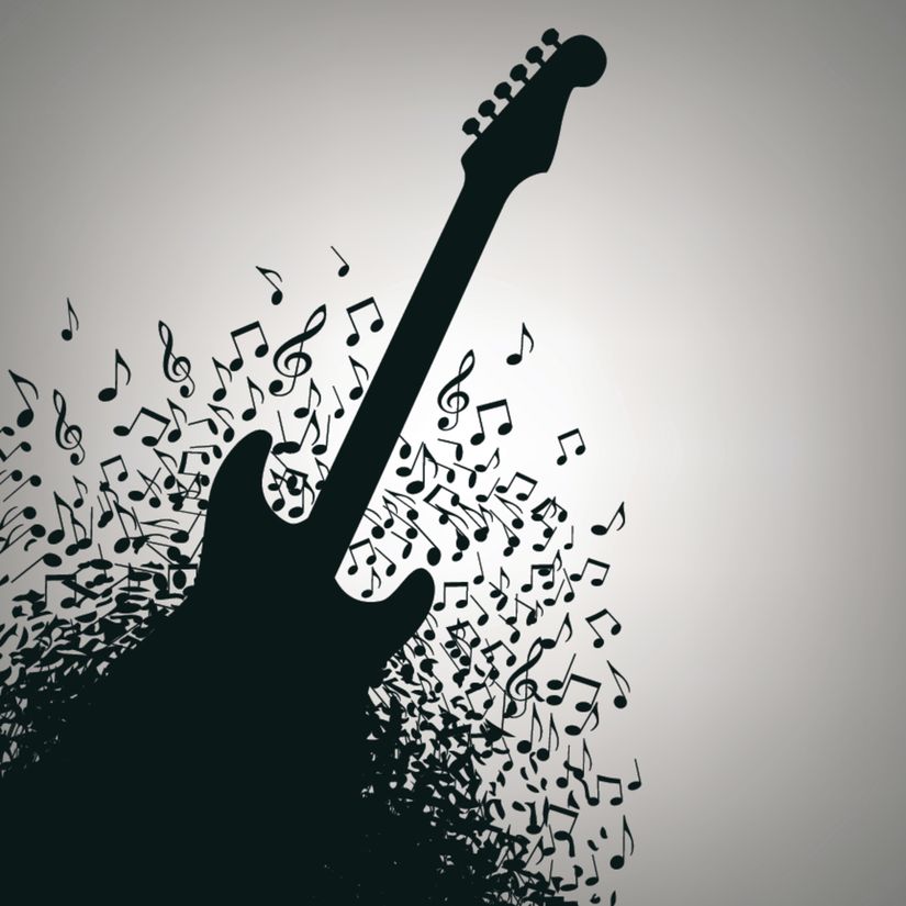 Rock-n-roll-guitar-is-exploding-with-music-notes