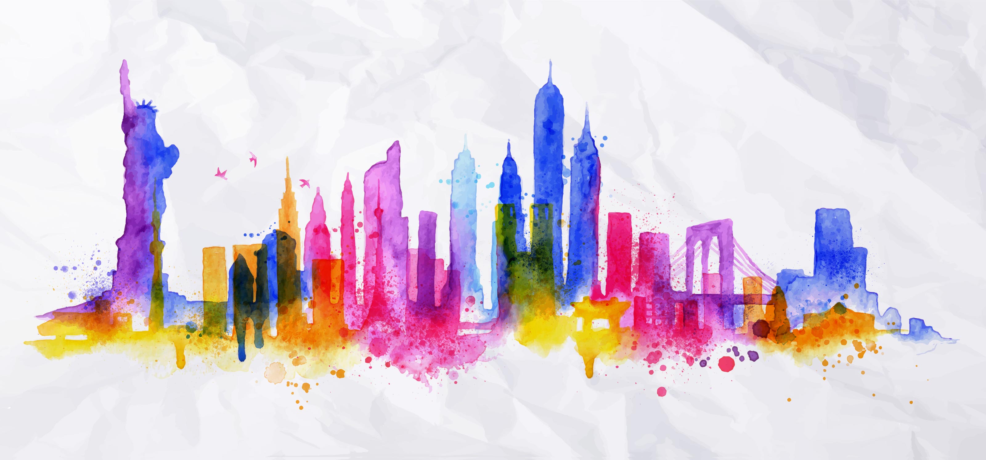 New York Splash Skyline Mural Wallpaper - Murals Your Way