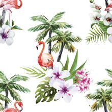 Tropical Flamingo Pattern Wallpaper