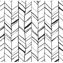 Hand Drawn Black & White Herringbone Pattern Wallpaper