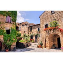 Picturesque Corner Of A Quaint Hill Town in Italy Wall Mural