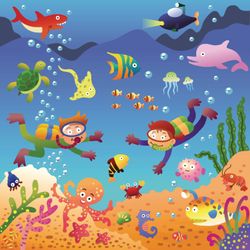 Under The Sea Cartoon Mural - Murals Your Way