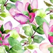 Magnolia Watercolor Pattern Wallpaper