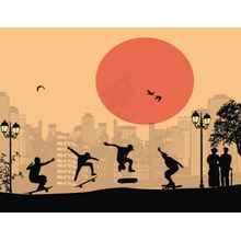 Skateboard Jump Silhouette Wall Mural