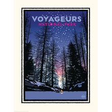 National Parks Voyageurs Winter Fire Mural Wallpaper