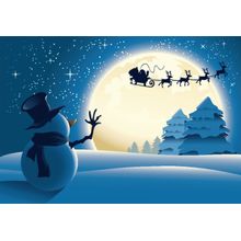 Snowman & Santa's Sleigh Wall Mural