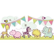 Tiny Menagerie On Parade - Pink Wall Mural