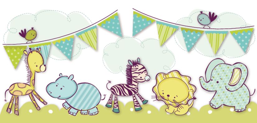 Tiny-Menagerie-On-Parade-Blue-Wallpaper-Mural