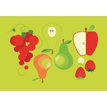 Modern Fruits - Green Mural Wallpaper