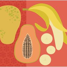 Modern Fruits And Veggies - Banana And Papaya Wall Mural