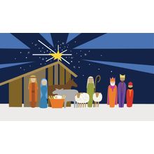 Modern Nativity At Night Wall Mural