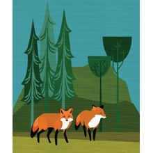 Foxes in The Woods Wall Mural