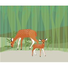 Mama and Baby Deer Wall Mural