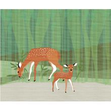 Mama and Baby Deer - Texture 1 Mural Wallpaper