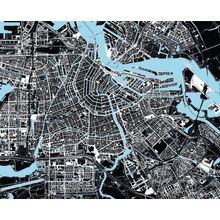 Black and White Amsterdam City Map Wall Mural