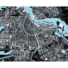 Black and White Amsterdam City Map Wallpaper Mural